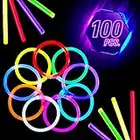 100 Pack Glow sticks- 8 inch Ultra Bright glowsticks Party Favour Packs bulk mixed colors,glow stick necklaces great for neon party weddings concerts Fun and great gift boys girls and adults alike