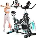 pooboo Indoor Cycling Bike Magnetic Exercise Bike, Adjustable Seat & Handlebar, Stationary bike with LCD Monitor & Device Holder, Smooth Quiet Home Workout (Blue)