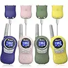 QNIGLO Q168Plus Walkie Talkie Niños 4pcs, Juguetes para Niños de 3 4 5 6 7 8 9-12 años, 2-5Km Largo Alcance Comunicación Bidireccional, Aventuras al Aire Libre, Regalos de Reyes Magos(4 Colores)