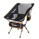 Sportneer Camping Chairs, Portable Backpacking Chair, Ultralight Camping Folding Chair, Adjustable Height Camp Chair Compact with 2 Side Pockets for Outdoor Hiking Beach Travel Picnic, Orange, 1 Pack