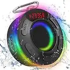 Bluetooth Shower Speaker, Portable Bluetooth Speaker 360 HD Surround Sound, IPX7 Waterproof Wireless Speaker with Suction Cup, Dual Stereo Pairing, Built-in Mic, Shower Radio for Party, Travel, Beach