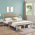 GreenForest Full Size Bed Frame with Wooden Headboard Platform Bed with Metal Support Slats NO-Noise Heavy Duty Bed Base Industrial Style with 9 Strong Legs, No Need Box Spring