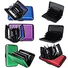 Set of 6 Aluminium Metal Credit Card Wallet Holder/Moneybag Storage- Prevent Identity Theft by Blocking RFID Scanning of Your Credit Cards (Assorted Colors) Size 11x7x5.2cm