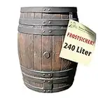 REGENTONNE EICHENFASS Set 240l Liter, das REGENFASS mit fühlbarer Holzstruktur, in sehr schönem Holz-Design, mit Maserung wie EIN HOLZFASS, dauerhaftdicht und splitterfrei!