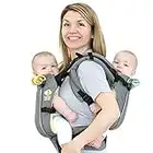 TwinGo Carrier - Air Model - Cool Grey - Great for All Seasons - Breathable Mesh - Fully Adjustable Tandem or 2 Single Baby Carrier for Men, Woman, Twins and Babies 10-45 lbs