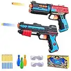 2 Pack Blaster Toy Guns for Boys,Compatible with Bullet for nerf Guns,Foam Bullet Toy Gun with Accessories + 2 Protective Glasses for Kids Birthday Gifts Party Supplies,Toys for 6+ Year Old Boys Girls