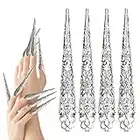 Mwoot 10 Pack Finger Nail Tip Claw Rings, Ancient Queen Costume Fingernail Claw Nail Rings Set, Knuckle Protectors Fingertip Claw for Halloween Cosplay Drama Belly Dance Show - Silver