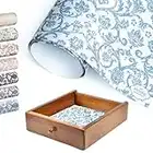 Elodie Essentials 6 Scented Drawer Liners Non-Adhesive Paper Sheets for Home Closet Shelves, Cabinet and Dresser Drawers - Royal Damask Print - 14 x 19½ Inch (Fresh Linen)