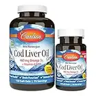 Carlson - Cod Liver Oil Gems, 460 mg Omega-3s, Plus Vitamins A and D3, Wild Caught Norwegian Arctic Cod Liver Oil, Sustainably Sourced Nordic Fish Oil Capsules, Lemon, 150 + 30 Softgels