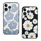 [2 Piezas] Phoona Funda para Apple iPhone 14 Pro MAX Case 6,7" Cubierta, Carcasa Telefono Suave TPU Silicona Antigolpes Caso Protectora con Flor Dibujos Diseño Mate Negro Cover para iPhone 14 Pro MAX