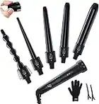 Curling Wand, Ohuhu Upgraded 5 in 1 Hair Curler, Curling Tongs Iron Set for Long/Short Hair, with 5 Pcs Interchangeable Ceramic Barrel and Anti-Scald Glove, 360° Swivel Cord and Instant Heating Up