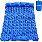 OTHWAY Almohadilla de dormir doble para camping, tapete de dormir inflable con bomba incorporada, colchón de camping con almohada para coche, viajes, excursionismo, carpa de viaje (azul marino)