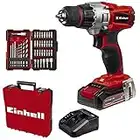 Einhell Akku-Bohrschrauber TE-CD 18/2 Li +39 (1x2,5Ah) Power X-Change (Li-Ion, 18 V, 44 Nm, 2-Gang-Getriebe, inkl. 2,5 Ah Akku, Schnellladegerät und 39-tlg. Zubehör-Set) Rot/Schwarz, 190