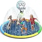 90" Splash Pad, BerrysParadise Outdoor Sprinkler Play Mat Toys for Dogs and Kids Water Toys, Inflatable Wading Pool Extra Large Thicker Thickness Summer Funny Toys for 3-12 Years Old Children and Dogs