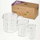 TreeBox Messbecher aus Glas mit Ausguss – 3er Set – Hitzebeständig und mikrowellengeeignet - Verschiedene Maßeinheiten – Perfekt zum Backen, Kochen und Mischen