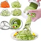 Cortador de Verdura 4 en 1 Rallador de Verduras, Cortador Verduras Calabacin Pasta, Cortador en Espiral Manual, Cortador de Vegetales Espiralizador Vegetal Veggetti Slicer