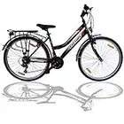 Talson 26 Zoll Damenrad Shimano 21Gang 26" Damen Fahrrad Black mit Beleuchtung nach STVZO