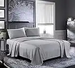 Pure Bedding Bed Sheets - Twin Sheet Set [4-Piece, Light Grey] - Hotel Luxury 1800 Brushed Microfiber - Soft and Breathable - Deep Pocket Fitted Sheet, Flat Sheet, Pillow Cases