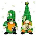 St Patricks Day Decor, 2 Pack St Patricks Day Gnomes for Table Ornament, St Patrick's Day Leprechaun Tiered Tray Decorations, Handmade Scandinavian Gnomes, St Patricks Day Gift for Shelf Fireplace