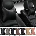 yuhuru Car Neck Pillows Both Side Pu Leather 2pieces Pack Headrest Fit for Most Cars Filled Fiber Universal Heatrests Pillow for Home and Office Chair (Black)