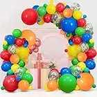 Fiesta Balloons Garland Arch Kit,117pcs Rianbow Confetti Balloons in 4 Size 18"12"10"5" Latex Balloons for Birthday Party Carnival Circus Fiesta Wedding Party Decorations.…