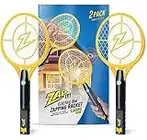 ZAP iT! Electric Fly Swatter Racket & Mosquito Zapper - High Duty 4,000 Volt Electric Handheld Bug Zapper Racket - Fly Killer USB Rechargeable Indoor Safe - 2 Pack (Large, Yellow)