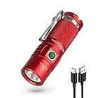 Sofirn Mini Torch Rechargeable, SC21 Pro EDC Flashlight, 90 CRI 1000 Lumen Bright LED Torch, Anduril UI, High Power LED for Camping Hiking Emergencies,Red