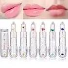 6PACK Clear Crystal Double Flower Jelly Lipstick Set,Magical Mood&Temperature&PH Color Changing Lip Blam, Long Lasting Moisturizing Nutritious Lip Balm and Lip Protection