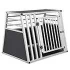 EUGAD Transportín de Aluminio para Perros Gatos Mascotas Jaula Transporte de Viaje para Mascotas Trapezoidal 1 Puerta 80 x 65 x 65 cm Negro 0007LL