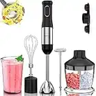 Hand Blender 7 in 1, 800W Stick Blender Ice, 20 Speed Stainless Steel Immersion Blender with Ice Crush, Beaker, Chopper,Whisk,Milk Frother, Bracket, Electric Hand Blender for Soup, Baby Food,Ice Cream