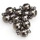 Brussels08 10Pcs Metal Round Ball Magnetic Jewelry Clasps All Match DIY Magnetic Beads Clasp Jewelry Cord End Converter for Bracelet Necklace Jewelry Gunmetal Black 8mm