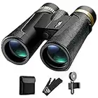 K&F Concept 12x42 High Power HD Binoculars for Adults with Smartphone Adapter - FMC Lens, Fog proof & Waterproof Hiking Binoculars for Bird Watching Travel Hunting Concerts 