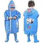 Hovkib Kinder Regenmantel - Kleinkind Mädchen Jungen Regenponcho Wasserdichter Regenkleidung mit Schultaschenabdeckung Regen Anzug Tragbarer Regenjacke 2-10 Jahre