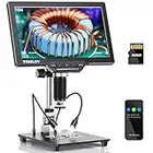 TOMLOV DM202 Microscope numérique HDMI 10.1'', Support d'extension 10", Microscope LCD 16 MP avec écran pour Adultes, Microscope de Soudure, Compatible TV/Windows/Mac, (Carte 32GB Incluse)