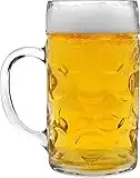 Rink Drink 1.3L (2 Pints) German Beer Stein Mug - Large Dimpled Oktoberfest Glass Tankard with Handle