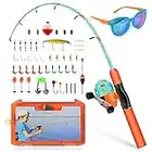 Kids Fishing Rod Starter Set, Portable Jointed Kids Fishing Pole Kit with Fishing Line Tackle Box, Gift for 3-7 Years Kids Boys Girls