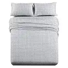 Royal Tradition Heavyweight Flannel, 100-Percent Cotton California King 4PC Bed Sheets Set, Grey Check Print, 170 GSM