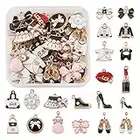 Craftdady - 38 ciondoli a tema abbigliamento, smaltati, a forma di scarpa, rossetto, borsa, cappello, scarpe con tacco alto, ciondoli da donna per la realizzazione di orecchini, collane e bracciali