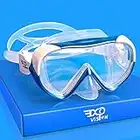 Kids Diving Mask 180° Panoramic Swim Mask Anti-Fog Child Swim Goggles Tempered Glass Swimming Goggles with Nose Cover for 4-16 Kids, Youth (Blue)