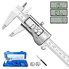 Digital Caliper Measuring Tool, Stainless Steel Vernier Caliper Digital Micrometer with Large LCD Screen, Easy Switch from Inch Metric Fraction, 6 Inch Caliper Tool for DIY/Household