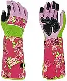 Lange Gartenhandschuhe für Frauen, dornensichere Damen-Leder-Arbeitshandschuhe mit 37 cm Stulpenschutz, Gewächshaus-Arbeitshandschuhe für Gärtner, pink