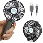 VersionTech Hand Held Fan,Portable Handheld USB Rechargeable Fans with 3 Speeds,Battery Operated Electric Powered Mini Foldable Desk Desktop Fans for Home Office Ceiling Travel Black