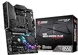 MSI MPG B550 GAMING PLUS Motherboard ATX - Supports AMD Ryzen 3rd Gen Processors, AM4, DDR4 Boost (4400MHz/OC), 1x PCIe 4.0/3.0 x16, 1x PCIe 3.0 x16, 1x M.2 Gen4 x4,1x M.2 Gen3 x4, Gigabit LAN, Black