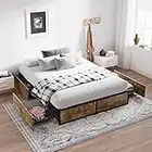 SHA CERLIN Queen Bed Frame with Storage, Platform Bed with 4 Extra Large Storage Drawers on Wheels, Mattress Foundation, Strong Metal Slat Support, No Box Spring Needed, Easy Assembly
