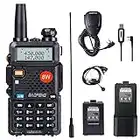 BAOFENG UV-5R 8W Ham Radio BAOFENG Walkie Talkie with Rechargeable 3800mAh Battery Long Antenna Programming Cable Hand Mic and Earpiece