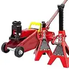 Torin Big Red Hydraulic Trolley Floor Jack Combo with 2 Jack Stands, 2 Ton Capacity