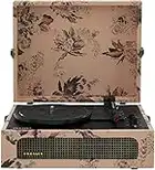 Crosley CR8017B-FL Voyager Vintage Portable Vinyl Record Player Turntable with Bluetooth in/Out and Built-in Speakers, Floral