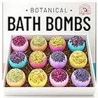 Set de regalo de bombas de baño orgánicas, 12 bombas de baño con aroma botánico y aceites esenciales para un baño natural - Bolas de baño hidratantes para mujeres, kit de bombas de baño naturales