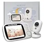 Edith & George Lullaby Bay Video Baby Monitor with Camera and Night Vision. Energy Saving, Long Range, 2-Way Talk, Room Temp, 8 Lullabies, 3.2" LCD Screen, Indoor/Outdoor, No Wifi, Anti-Hack.