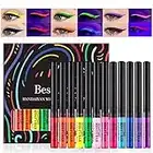 12 Colors Matte Liquid Eyeliner Set UV Glow Neon Rainbow Colorful Eyeliner Pencil Waterproof Long Lasting Smudge-proof Eye Liners Halloween Makeup Set Gift For Women (Set C)